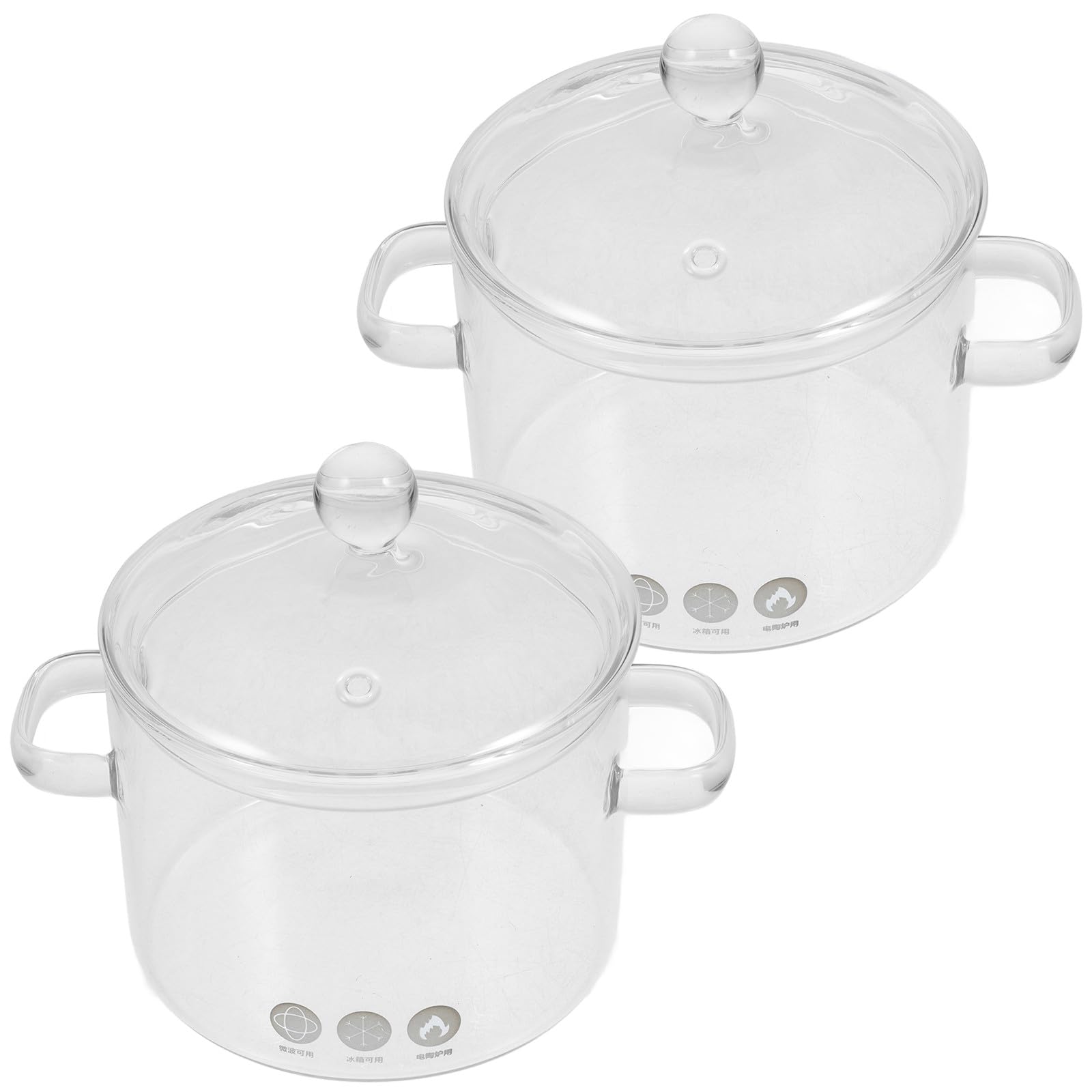 SHINEOFI Pentola da Stufato in Vetro Borosilicato 1350ml Coperchio