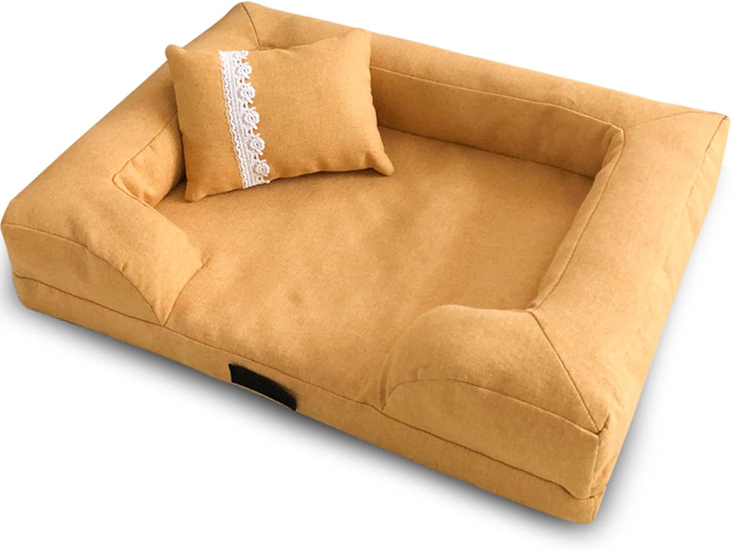 Pet Dog Sofa Bed Memory Foam Furniture Cover with Zipper Suitable for Bed and Sofa Super Soft Plush Dog Couch Protector Machine Washable for Small Medium Large Dogs and Cats (Yellow Medium)