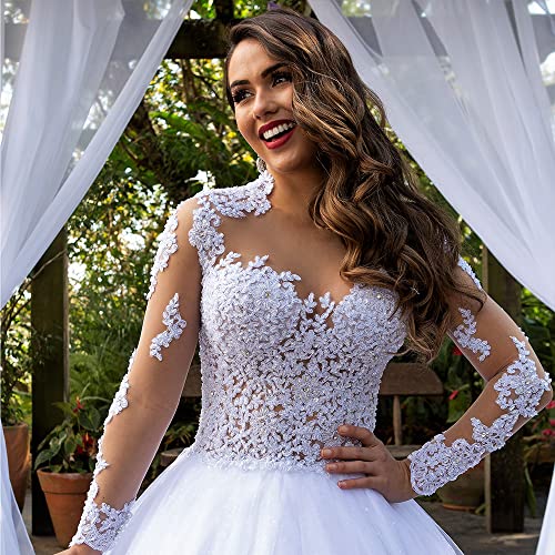 BOLENSYE Vintage Lace Wedding Dresses for Women with Sleeves Long Ball Gown Formal Bridal Gown3
