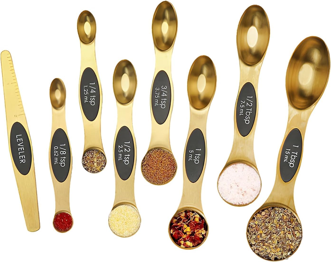 Measuring Cups and Spoons Set Stainless Steel Includes 8 Heavy Duty Measuring Cups 8 Double Sided Magnetic Measuring Spoons and 1 Leveler for Dry and Liquid Ingredients
