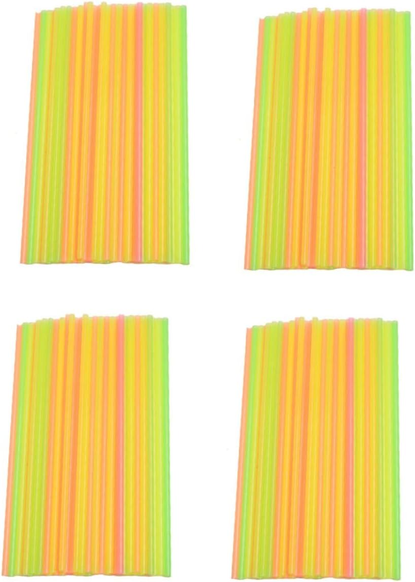 Disposable Colorful Fluorescent Drinking Straws 25cm Plastic Party Straws 300pcs for Cold Drinks Cocktails and Juice