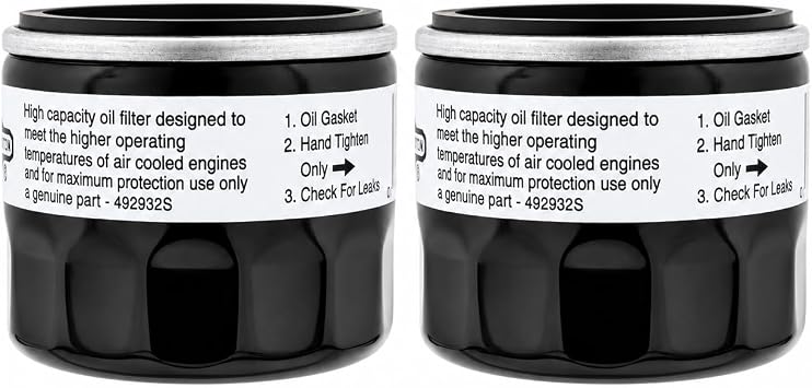 Briggs & Stratton 2 Pack Oil Filter, Genuine Replacement Part 492932, Compatible with Lawn Mower