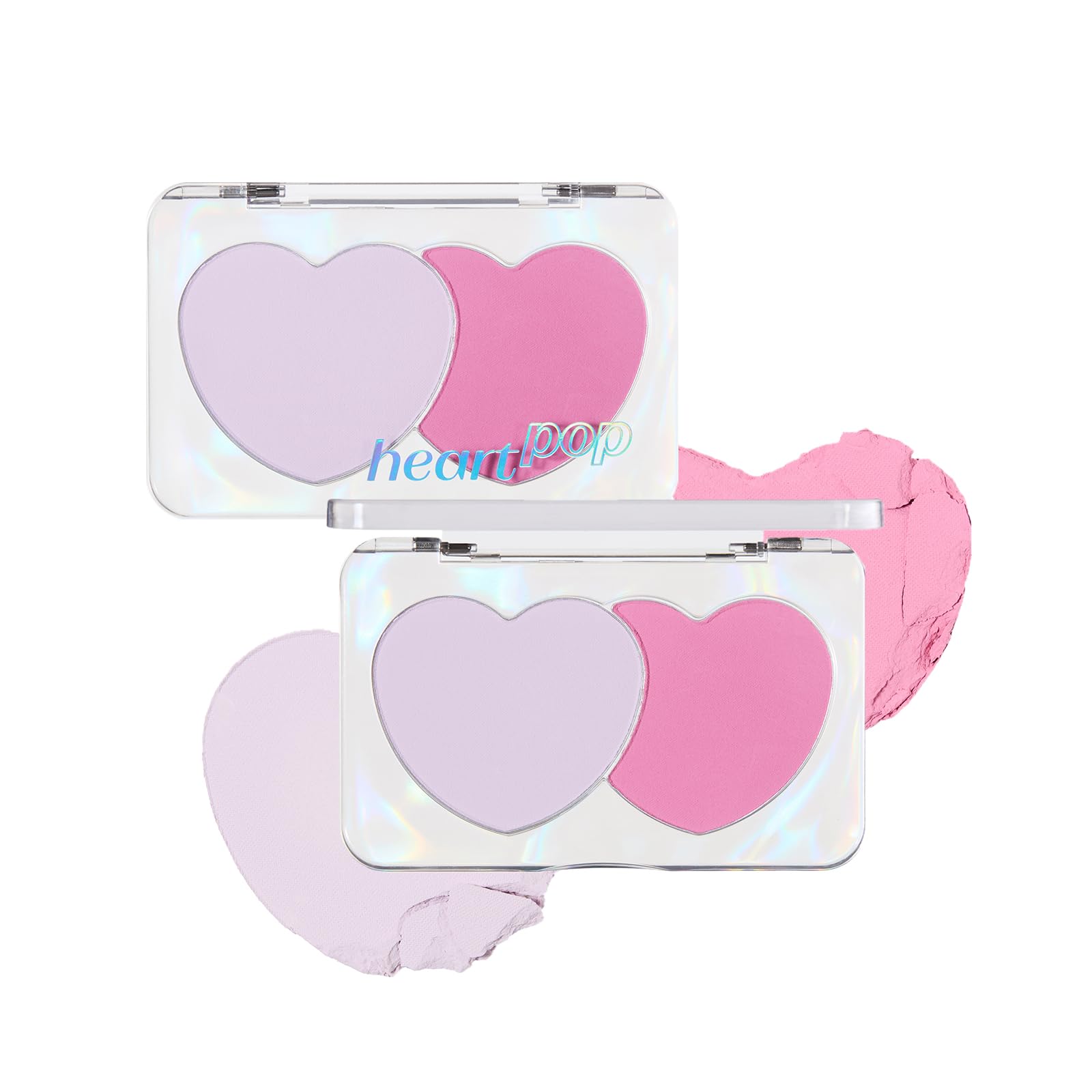 ETUDE Heart Pop Duo Blush, Pink & Purple Cheek Colors, Natural Glow & Glossy Finish, Lightweight Layering Formula, Korean Makeup Artist Collab,