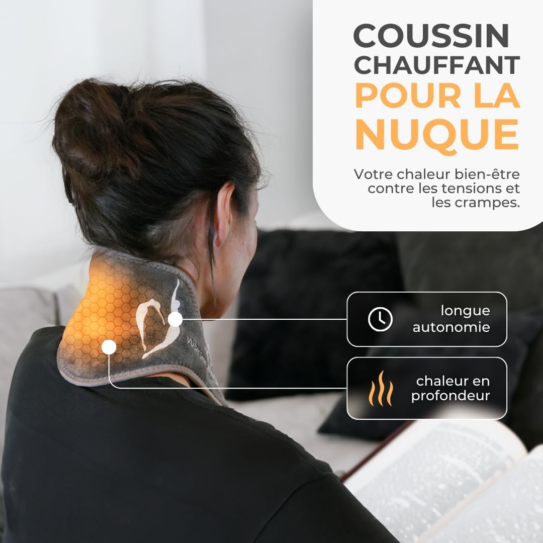 Vulpés NeckPad Pro – Coussin chauffant cervicales sans fil | Chaleur infrarouge | Matériaux certifiés | Contrôle via smartphone | Autonomie de batterie exceptionnelle