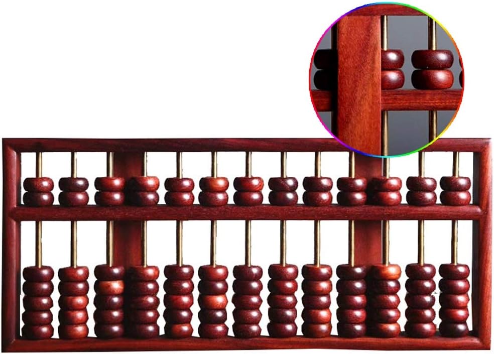 Chinese Abacus,Abacus,Abacus for Math， Abacus Abacus Pterocarpus Art Collection Abacus Retro Abacus 13 Gears Desktop Decoration, Brown