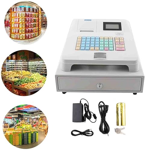 Miniatura 5 de ECUTEE POS System Caja registradora electrónica con teclado plano y bandeja extraíble para efectivo, impresora térmica de 48 llaves para