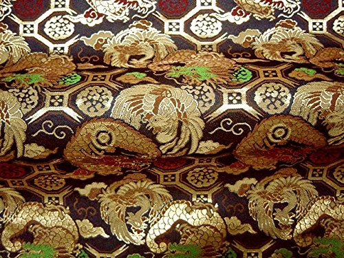 Amazon | 和柄生地 京都西陣織・金襴 生地 龍鳳凰 (紺) 50cm単位
