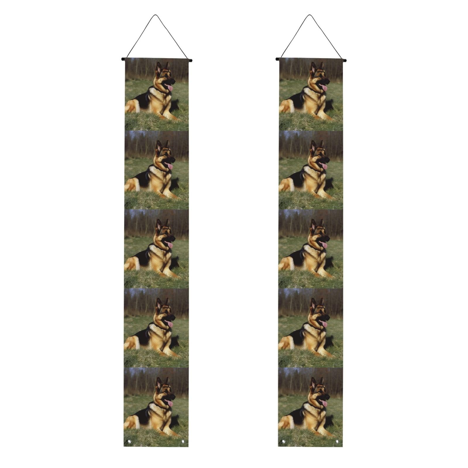 German Shepherd Dog Porch Banner 2PCS, Summer Hanging Flag Party Porch Sign Front Door Hanging Decorations for Indoor Outdoor Holiday Yard Decor Wall Backdrop 71 x 12 Inch
