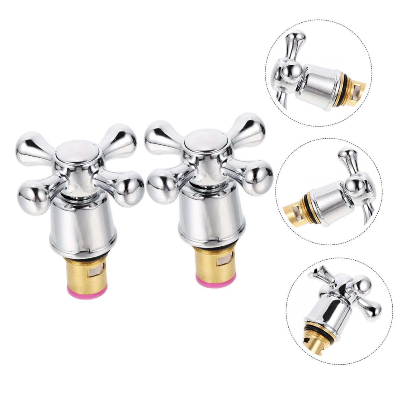 jojofuny Manijas de Grifo Frío y Caliente 1/2 Pulgada Reemplazo, Volante Cruzado Estilo Victoriano, Perillas para Grifo de Fregadero de Cocina y Baño, Paquete 2 Piezas, Color Aleatorio