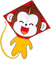 Besra Kite macaco fofo linha única fácil de pilotar, pipa de diamante de nylon com alça e cordas para crianças e adultos, Monkey