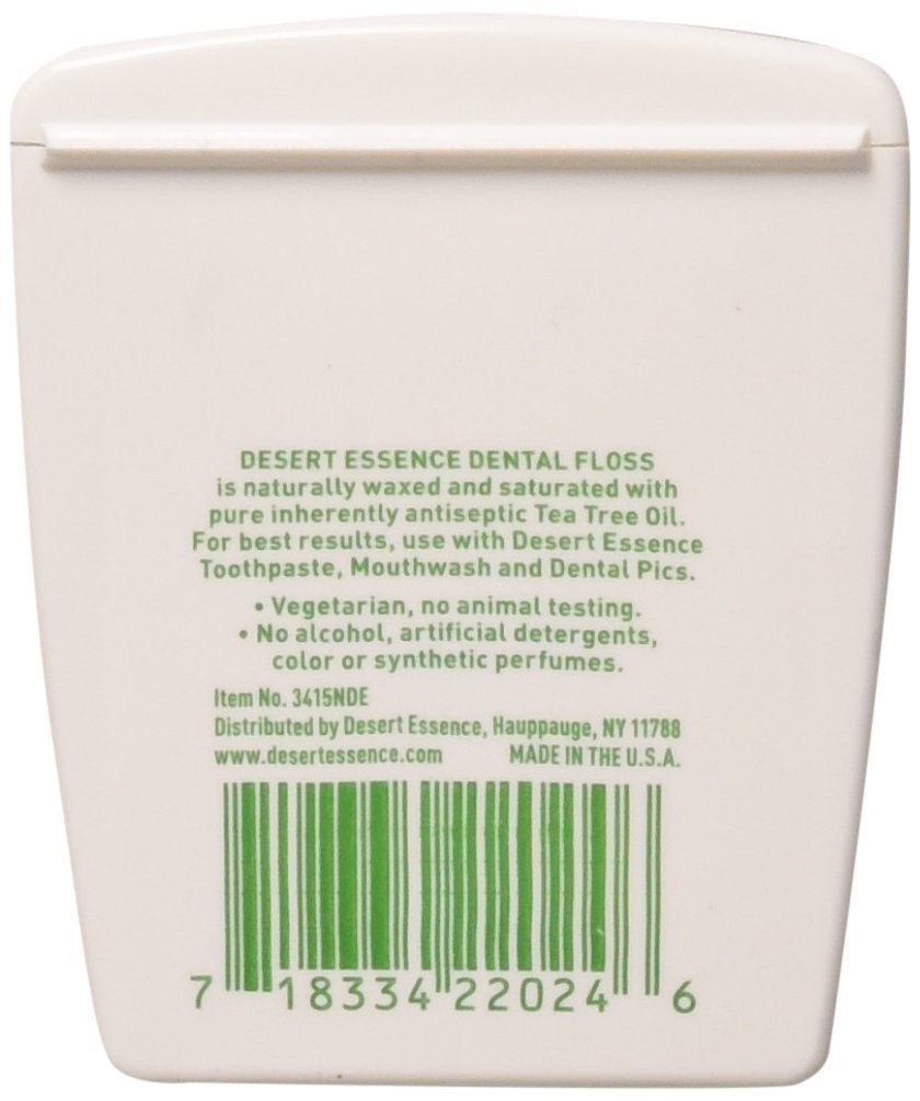 Desert Essence, Tea Tree Dental Floss 50 yd – Gluten Free – Cruelty Free – Naturally Waxed with Bees Wax – No Shred Floss – Tea Tree Oil – Removes Plaque and Build Up, pack of 6