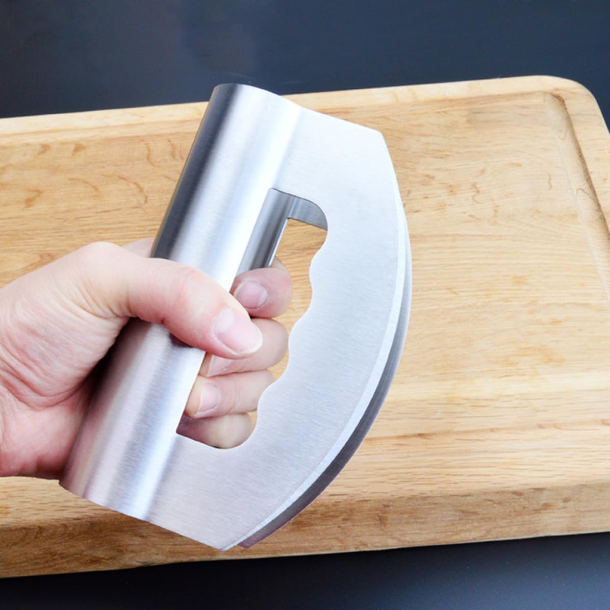 Stainless Steel Salad Chopper with Protective Covers Double Knife