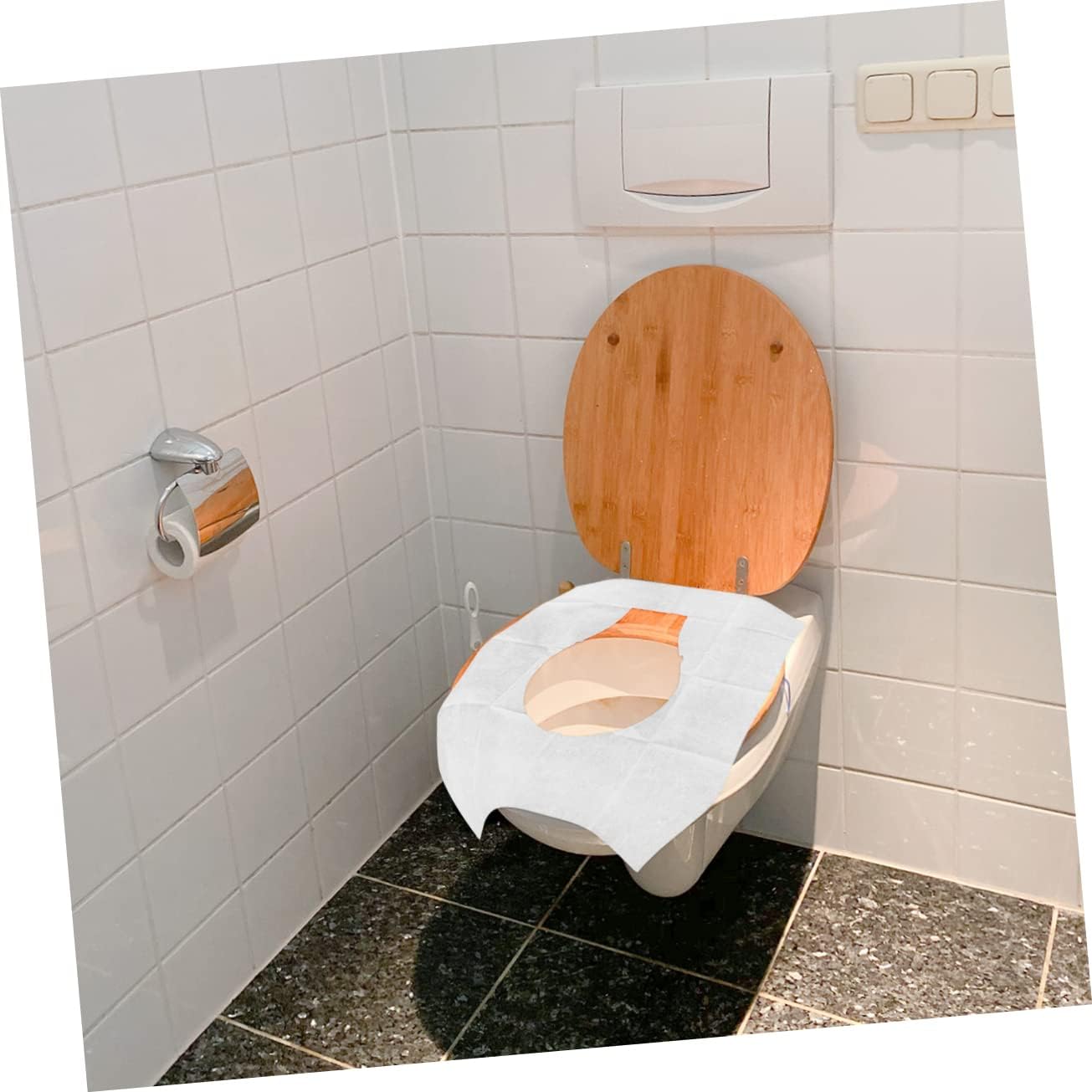60pcs Disposable Toilet Seat Covers Travel Potty Covers Individually Wrapped for Cleanliness for Public Restrooms and Family Use