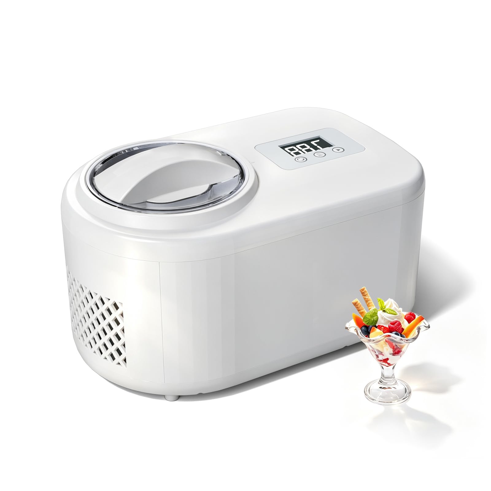 Ice Cream Maker with Built-in Compressor - Fastest Freezing Automatic Ice Cream Machine, 1.2QT Capacity with LCD Display for Homemade Ice Cream, Sorbet, Frozen Yogurt