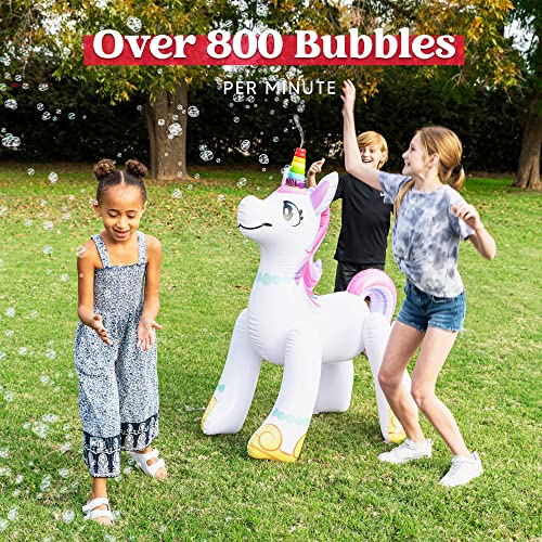 Sloosh 43" Inflatable Unicorn Automatic Bubble Machine, Bubble Blower Maker With Bubble Solution For Boy Girl Toddlers Kids, Indoor Outdoor Summer Fun Toy, Easter Birthday Party Gift #TOP1