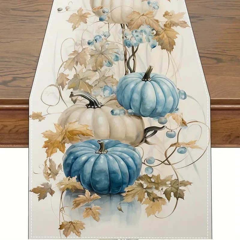 Amazon.com: Linen Halloween Pumpkin Table Runner Seasonal Fall Vine ...