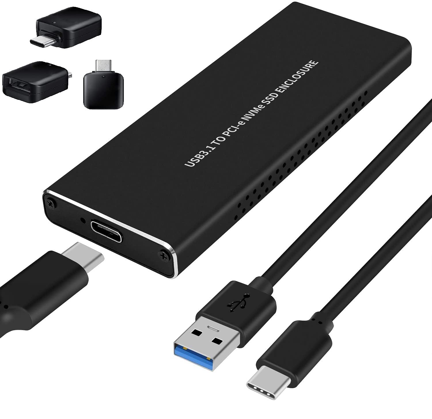 SaiRetail.Com NVMe Enclosure PCIe M.2 2280 SSD Box, Type-C USB 3.1 NVME SSD Case, HDD Enclosure 10 Gbps Gen 2 USB 3.1 to M.2 Adapter with Case and USB C Cable M.2 PCIe SSD to Type C Enclosure-image-18
