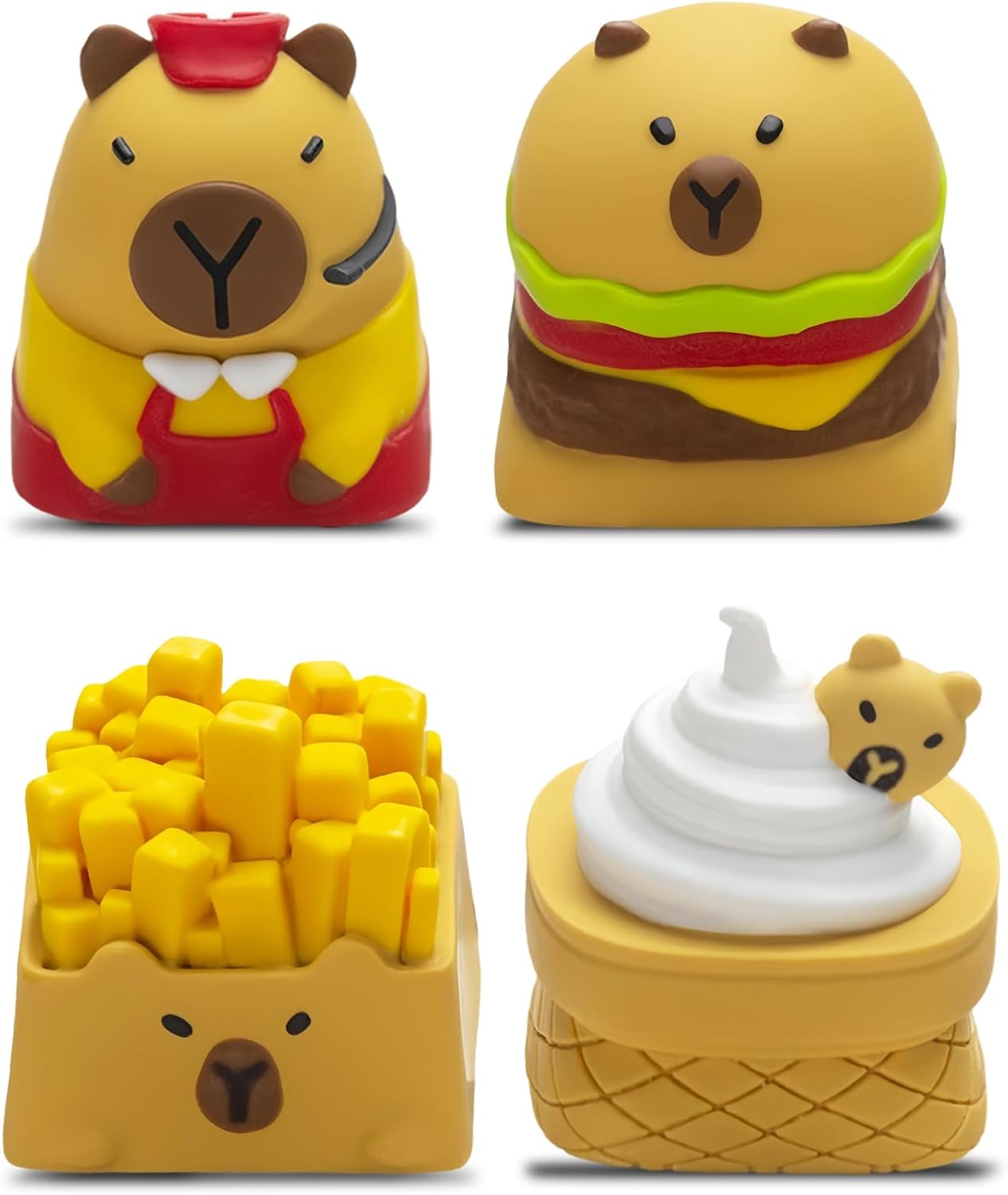 Cute Keycaps,Artisan Resin Keycaps Kawaii Cartoon Custom Keycaps for Cherry MX Switches Mechanical Gaming Keyboard Cherry Profile R4 Height ESC Key Personalized 3D Animal Keycaps (4pcs)