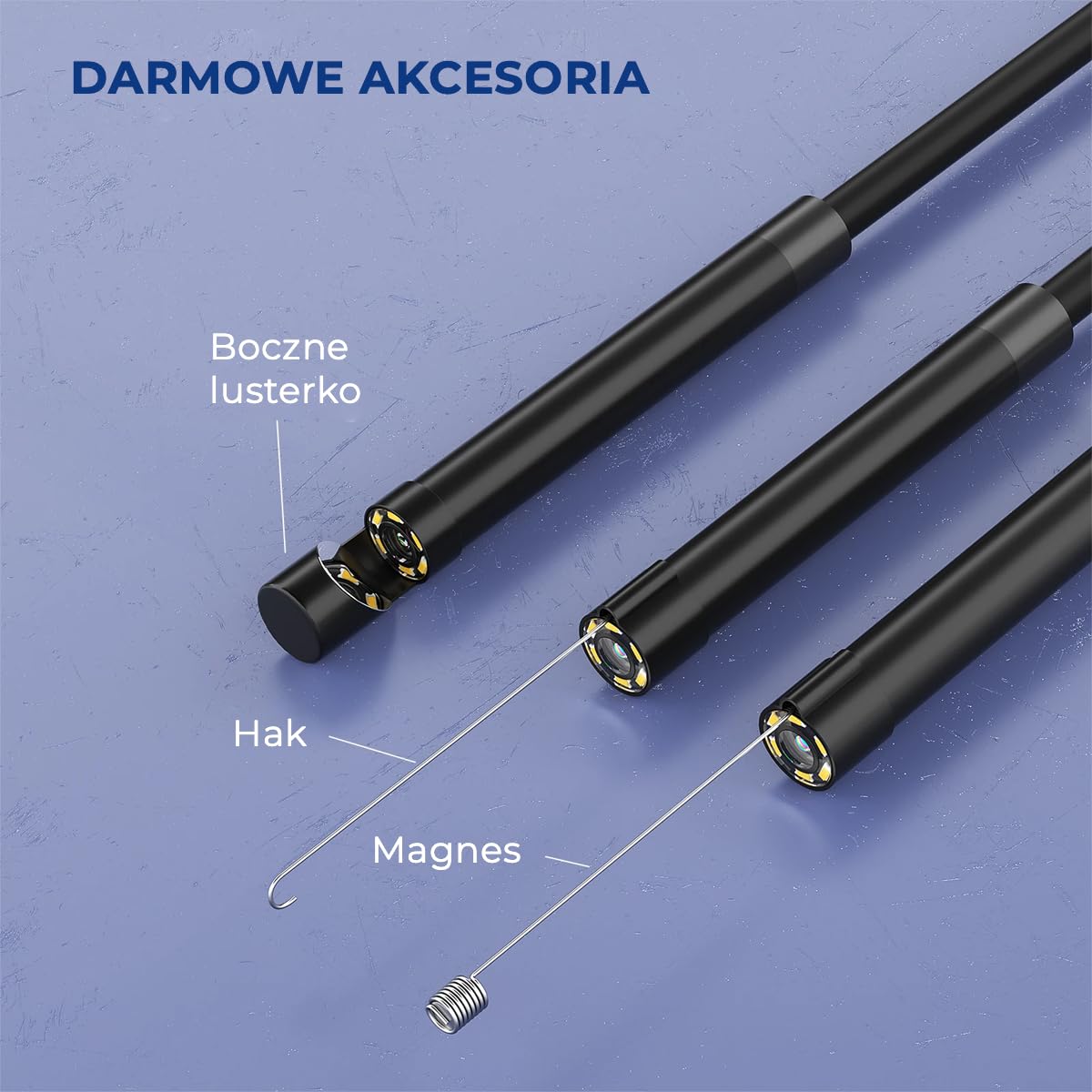 Kamera endoskopowa z adapterem USB i USB-C, wodoszczelna kamera inspekcyjna IP67 z regulowanymi diodami LED do telefonów z systemem Android i komputerów