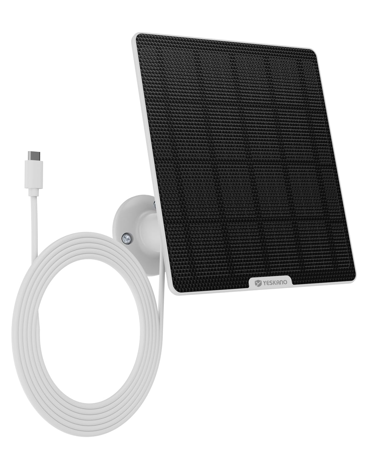 YESKANO Panel Solar 5W Autónomo y de Ahorro de Energía para Cámaras de Seguridad Exteriores, con USB Tipo C, Soporte Ajustable 360°, IP66 Impermeable, Cable de 3 Metros, para Cámaras Inalámbricas | Fácil instalación panel solar USB C impermeable IP66 y aj