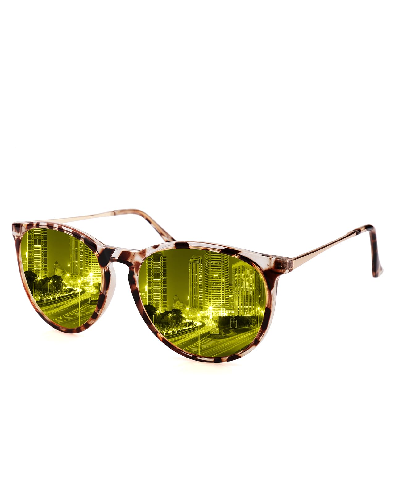 FIMOSON Night Vision Glasses for Women Men, Polarized Trendy Yellow Lens Glasses for Night Driving, UV400 Protection, YS007-1