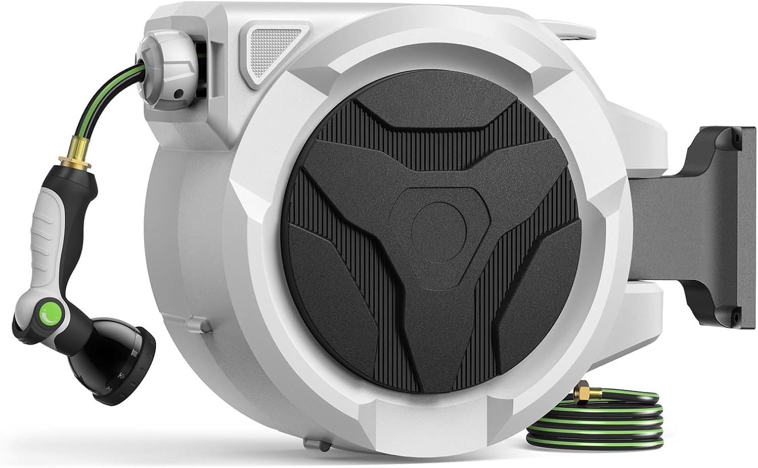 100 FT x 1/2 Inch Retractable Garden Hose Reel for Garden Watering | Any-Length Lock, 10-12s Auto Rewind, 10 Spray Modes, 180° Swivel For Yard, Cars, Patio & Outdoor Cleaning