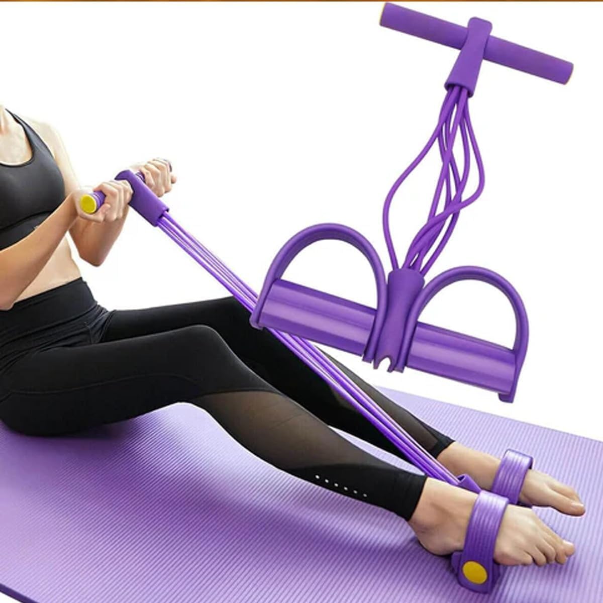 Foot Pedal Resistance Band – 6Tube Sit Up Pull Rope, Multifunction Tension Rope, Home Gym Equipment for Full Body Training& Abs Workout Equipment, Exercise Bands Resistance for Women & Men