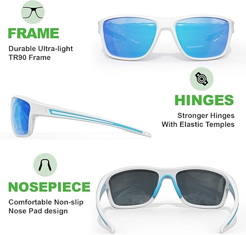 Miniatura 4 de Gafas de sol deportivas polarizadas para hombres y mujeres, ideales para golf, pesca, ciclismo, correr, béisbol, protección UV400