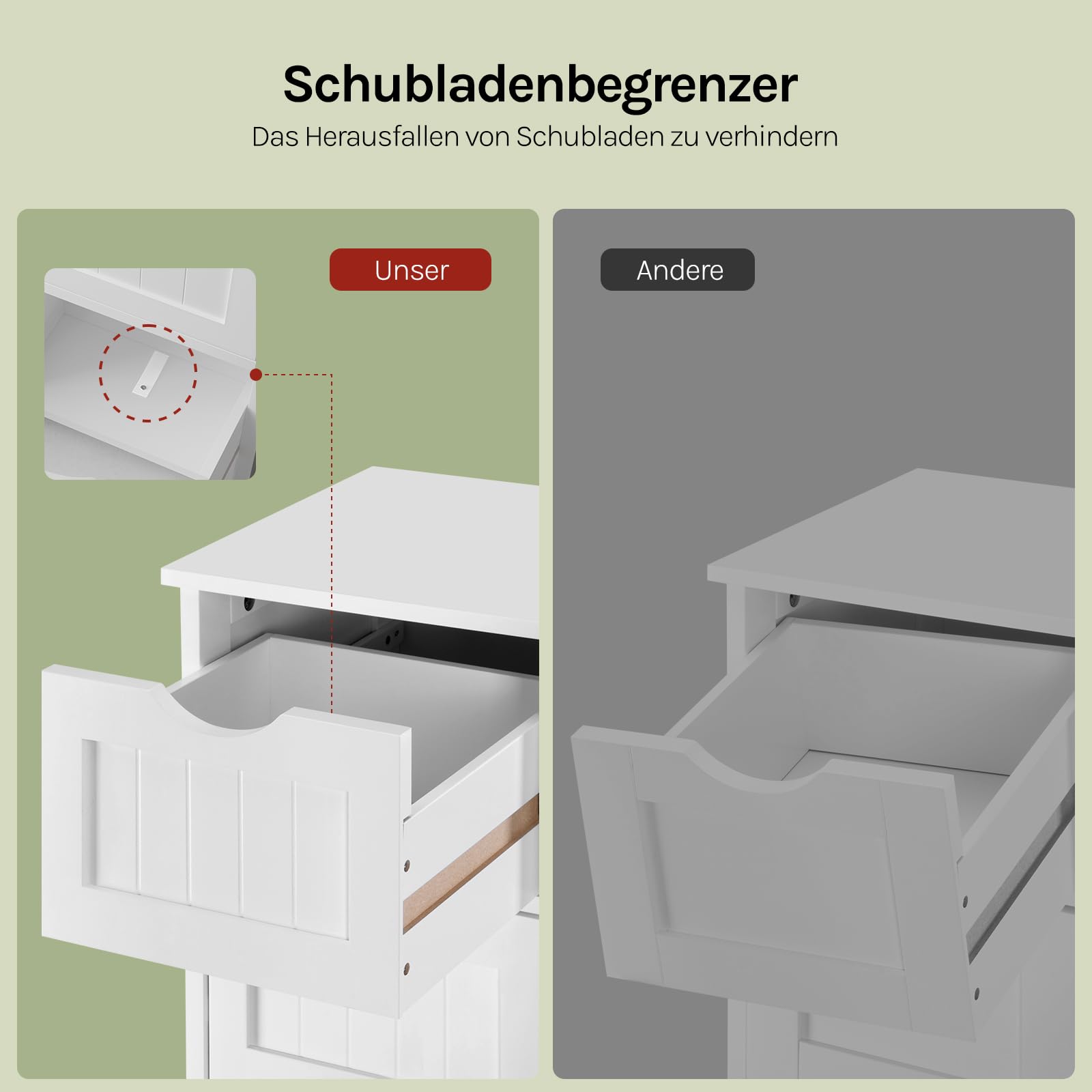 WOLTU Badezimmerschrank, Badschrank Schmal Klein, Beistellschrank mit 4 Schubladen, 30 x 30 x 82 cm, für Badezimmer, Wohnzimmer, Schlafzimmer, Esszimmer, Küche, Modern, Weiß BZS07ws