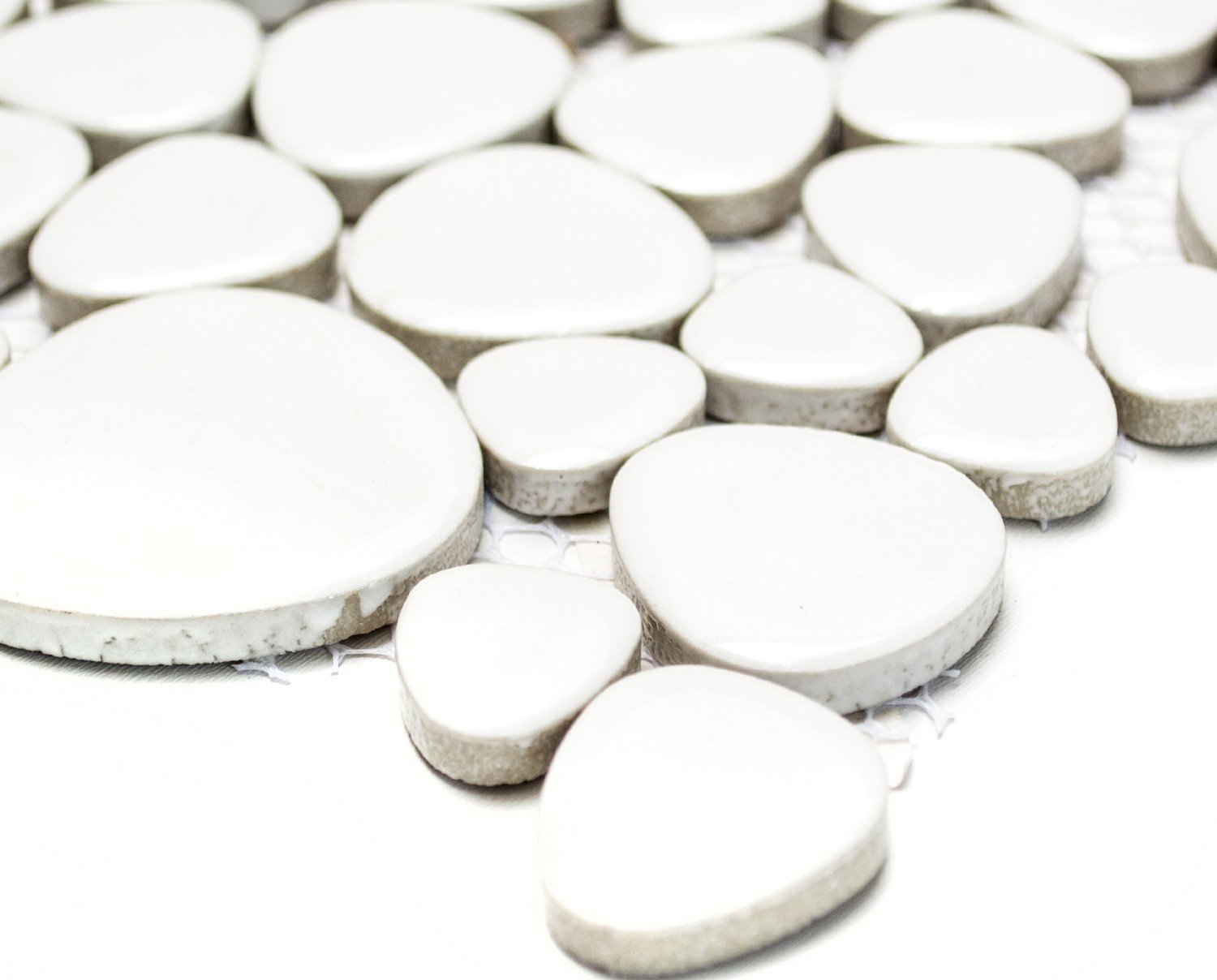 Mosaic tile ceramic pebble white glossy for floor wall bathroom toilet