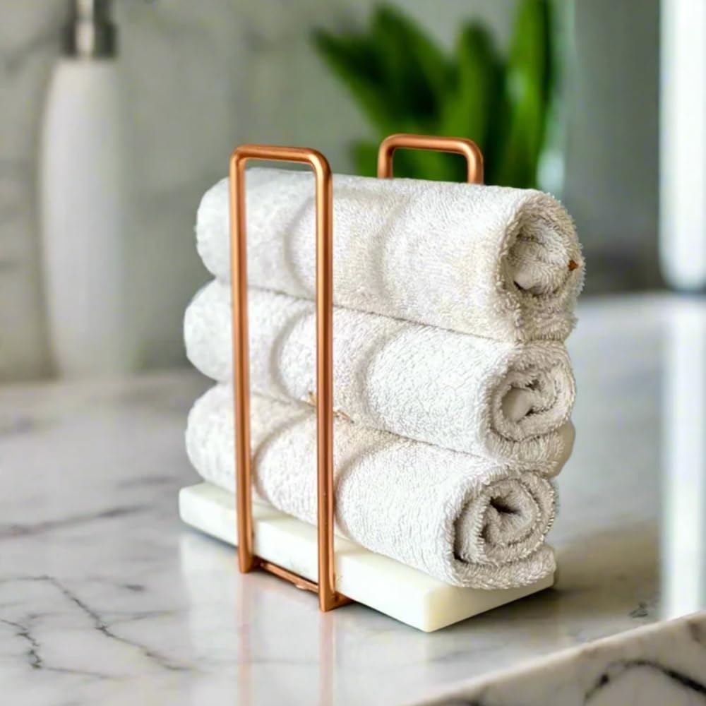 MASON HOME Imperial Napkin Holder White & Rose Gold - 1pc - L 25.4" x B 17.8" x H 7.6" | Bathroom - Kitchen - Bedroom - Washbasin | Towel - Kitchen Roll - Paper Towel | Home Décor | Organizer | Stand