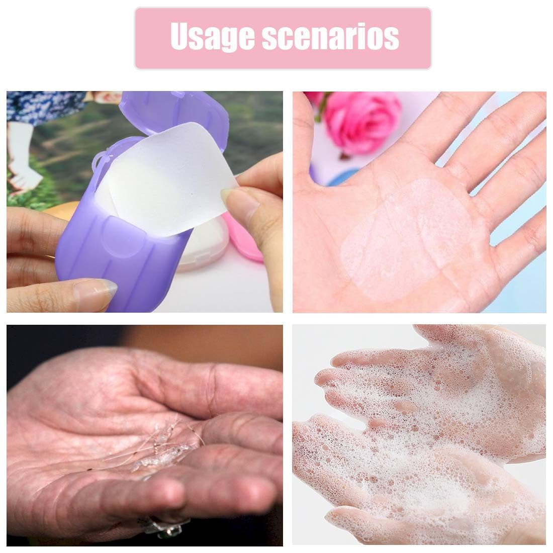 100pcs, 5 boîtes Portable Mini savon jetable Feuilles de savon papier pour les voyages Camping pour se laver en plein air