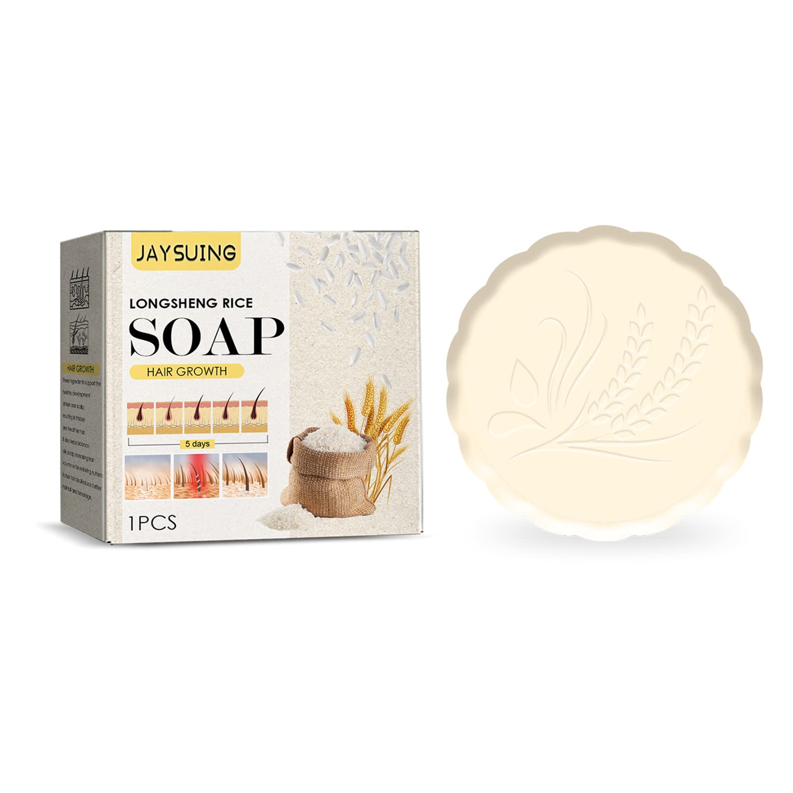 Graflsoa 1Pc Ha Growth Rice Soap Shampoo Bar Nourish Ha Root Balance Oily Scalp Increase Ha