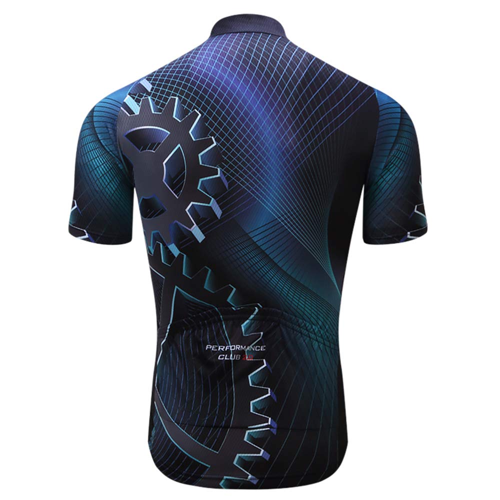 Men's Cycling Jersey Summer Cycling Shirt Short Sleeve Bicycle Clothing Breathable Full Zipper Bicycle Jacket with 3 Pockets