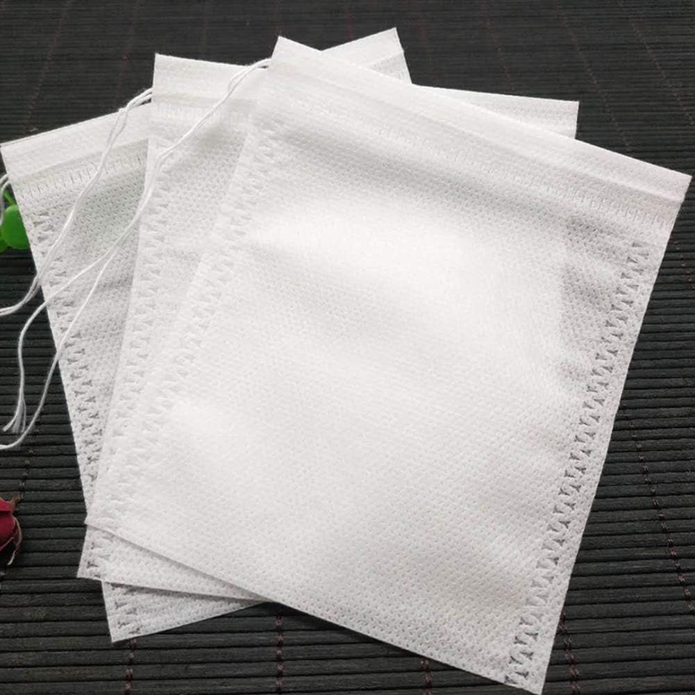 100Pcs White Disposable Tea Filter Bags Empty Cotton Drawstring Seal Filter Tea Bags for Loose Leaf Tea Strainers and Filters (5cm)