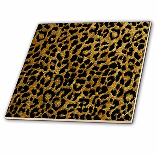 3Drose Lee Hiller Designs Rab Rockabilly - Rab Rockabilly Metallic Gold And Black Leopard Print - 6 Inch Ceramic Tile (Ct_25494_2) #TOP24