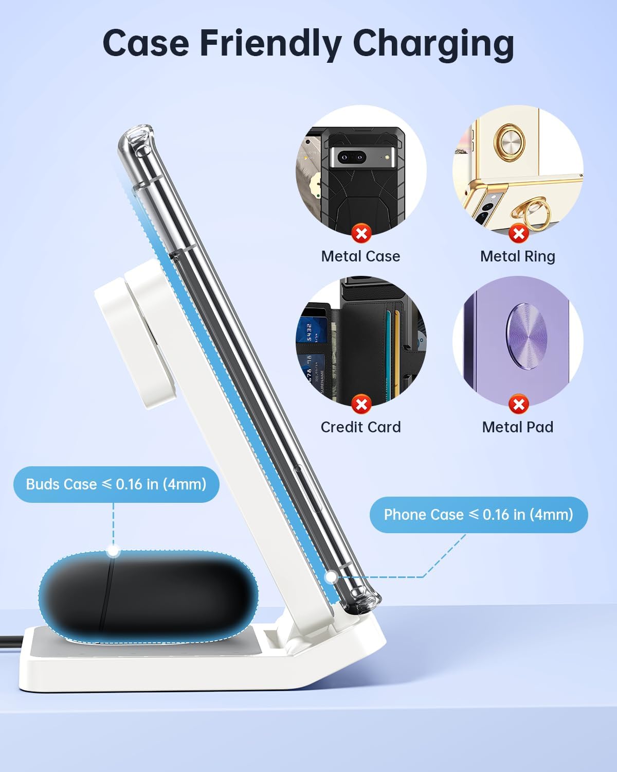 Upgraded Foldable 3 in 1 Wireless Charger for Pixel Watch 3/2 (Not for Pixel Watch 4/1), Fast Charger Stand for Pixel 10 Pro XL/9 Pro XL/9/8/7 Pro/8a/6 Pro & Buds, Charging Station with Adapter, White