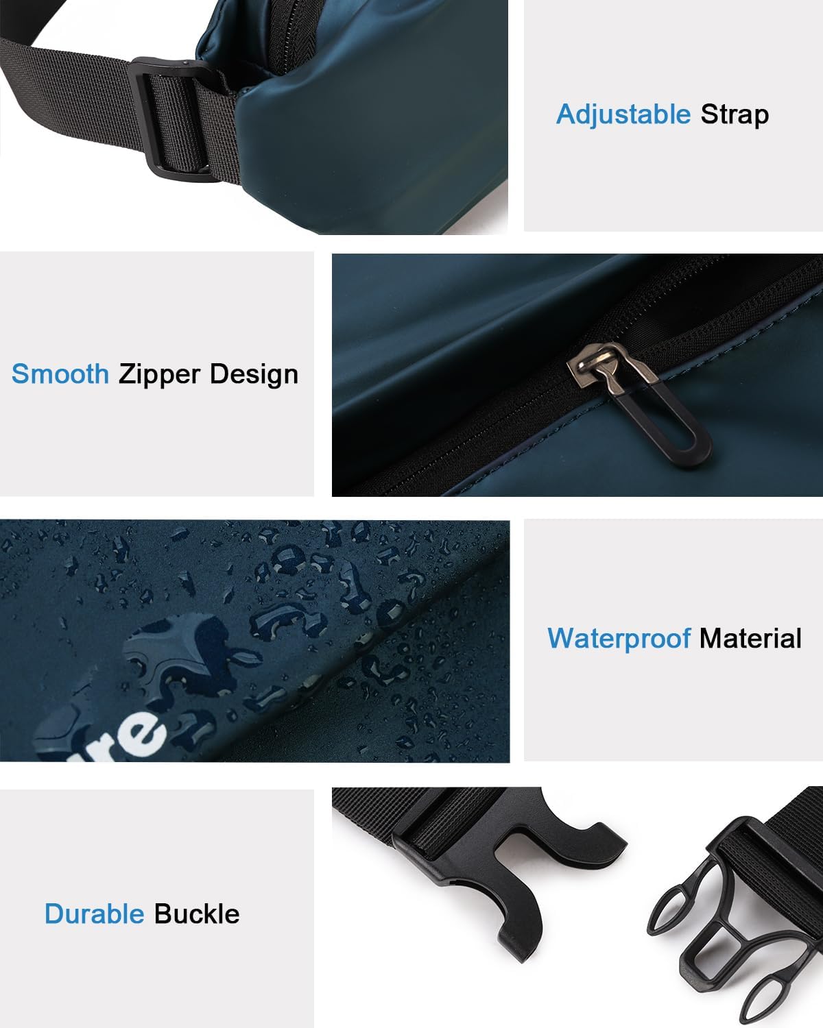 Fanny Pack for Men Women, Waterproof Waist Pack, Anti-Theft Sling Bag with Multiple Pockets, Crossbody Chest Bags for Travel, Gym, Hiking, Cycling - Image 4