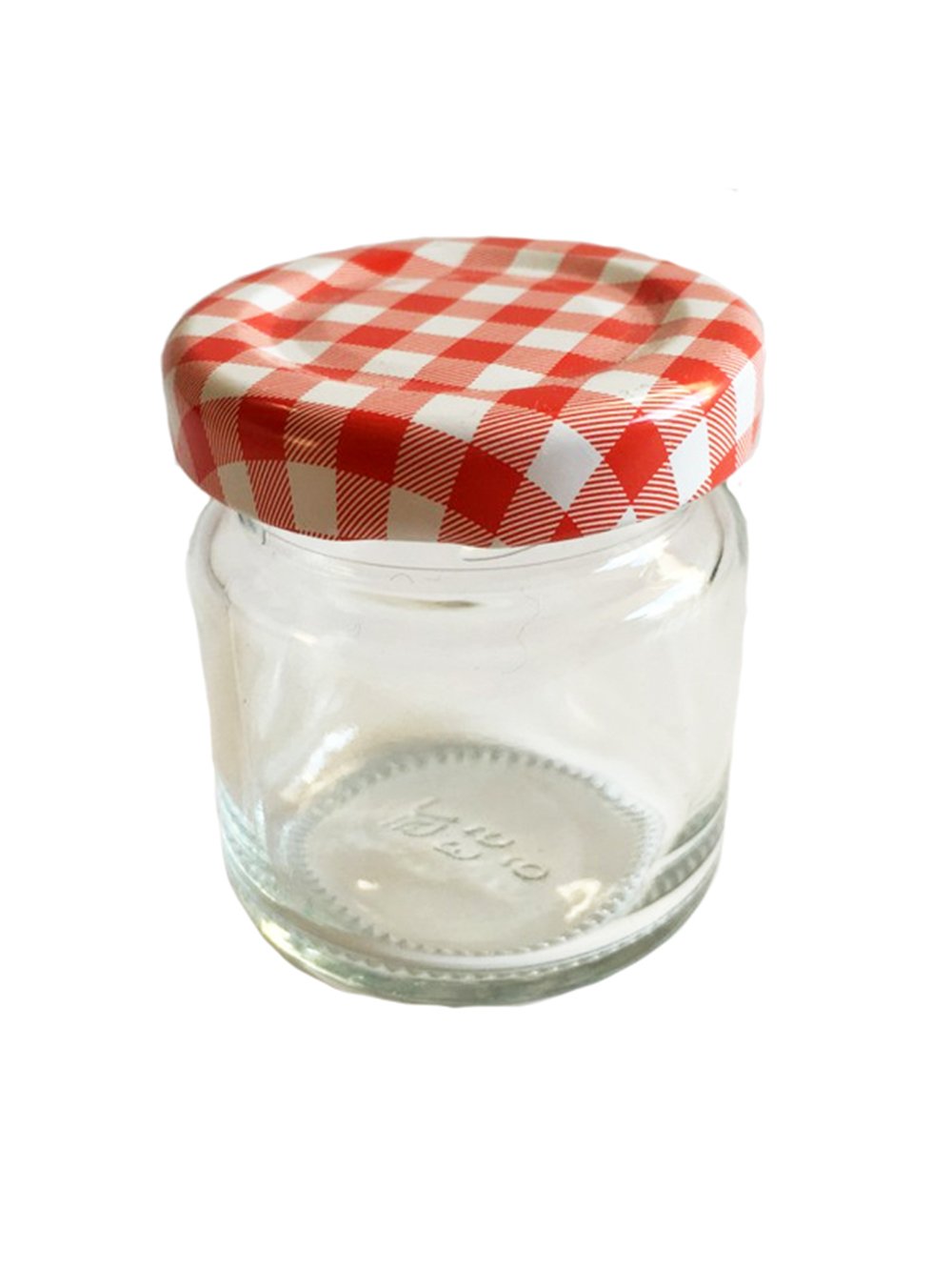 hocz 100er Set Sturzgläser Mini Gläser 53 ml Deckelfarbe Rot Kariert To 43 mit Schraub-Deckel Rundgläser Honig Kaviar Marmeladengläser Obstgläser Honig, Gläser, Portionsgläser