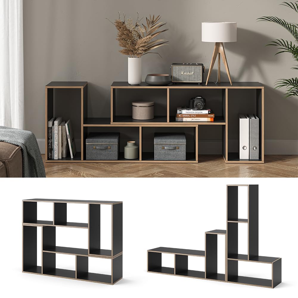 Vicco Regał na książki "Tetrix", Antracyt, 112.8 x 56.4 cm | Zestaw 2 sztuk, pour le rangement et la présentation de livres et de décorations
