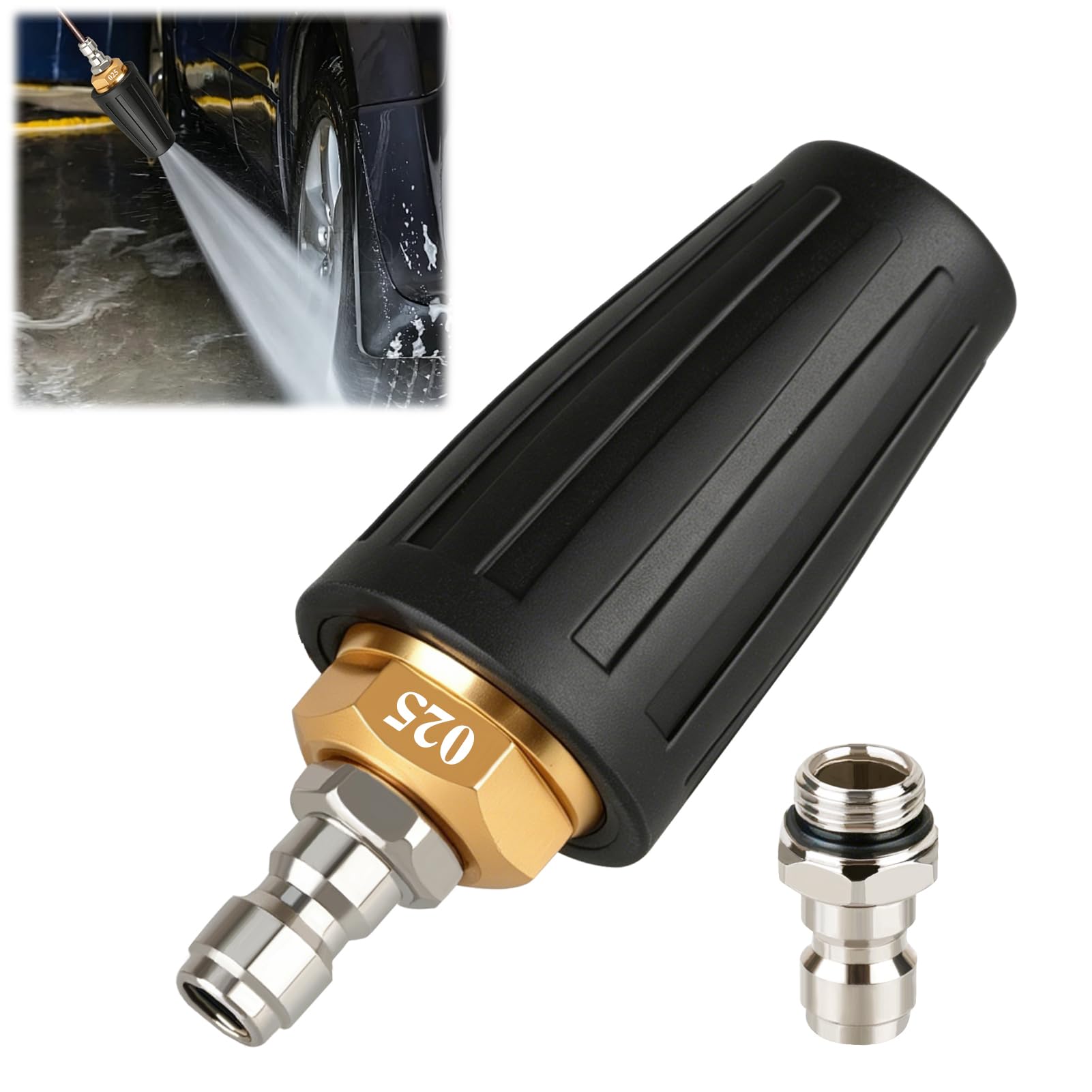 Turbo Nozzle for Pressure Washer, 3000 PSI Rotating Pressure Washer Turbo Nozzle with 1/4"" Quick Connect, Ceramic Core Pressure Nozzle for Patio, Concrete, Brick and Outdoor Cleaning