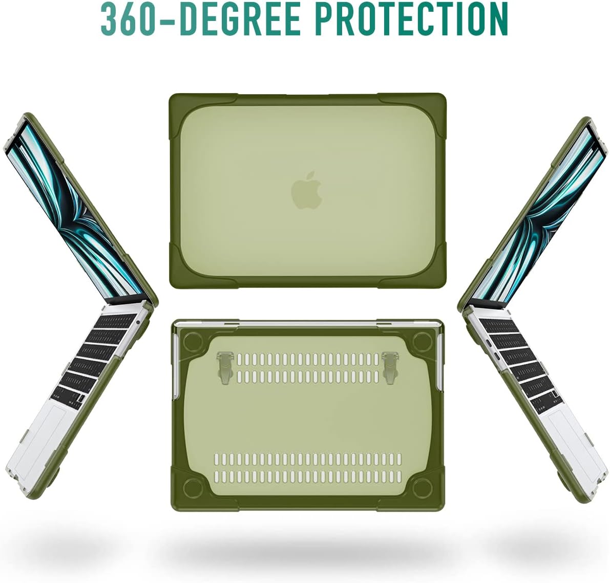 May Chen for MacBook Pro 16 inch Case 2019 Release A2141, Strong Case [Heavy Duty][Dual Layer] Hard Case Cover with Rubberized TPU Bumper for MacBook Pro 16" with Touch Bar and Touch ID, Olive
