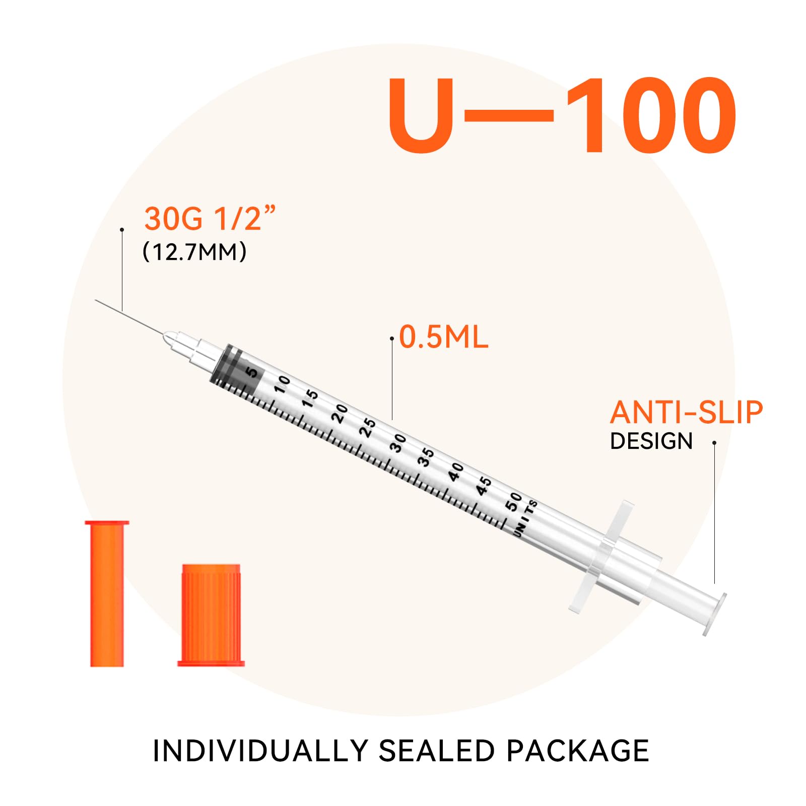 0.5ml 30Ga 1/2 inch Disposable Lab Supplies, Individually Sealed Packaging 100 pack — Amazon image 4