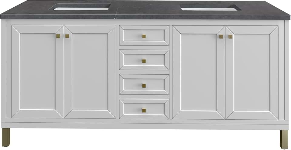 James Martin Vanities 72" Chicago Vanity in Glossy White