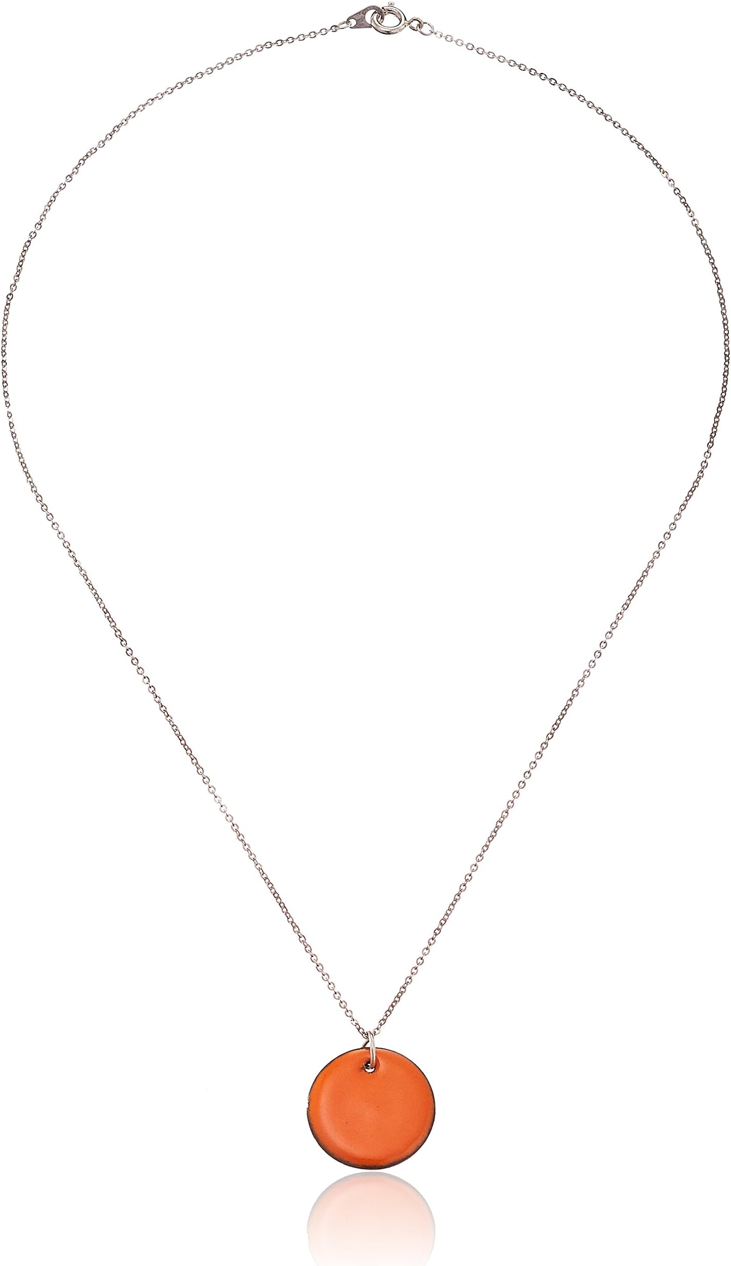 Leighelena Mini Enamel Orange Pendant Necklace, 18"