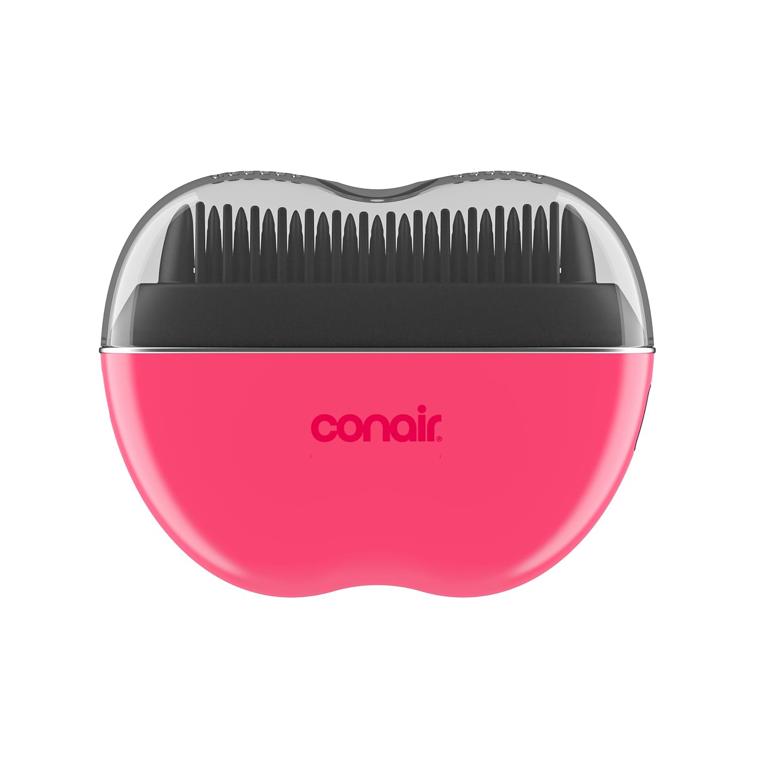 Conair Cordless Heated Brush, Portable Ceramic Ionic Smoothing Brush for Frizz Control & Shine, Rechargeable, 2 Heat Settings, Travel-Friendly Styling Tool with Protective Cover, Hot Pink & Black