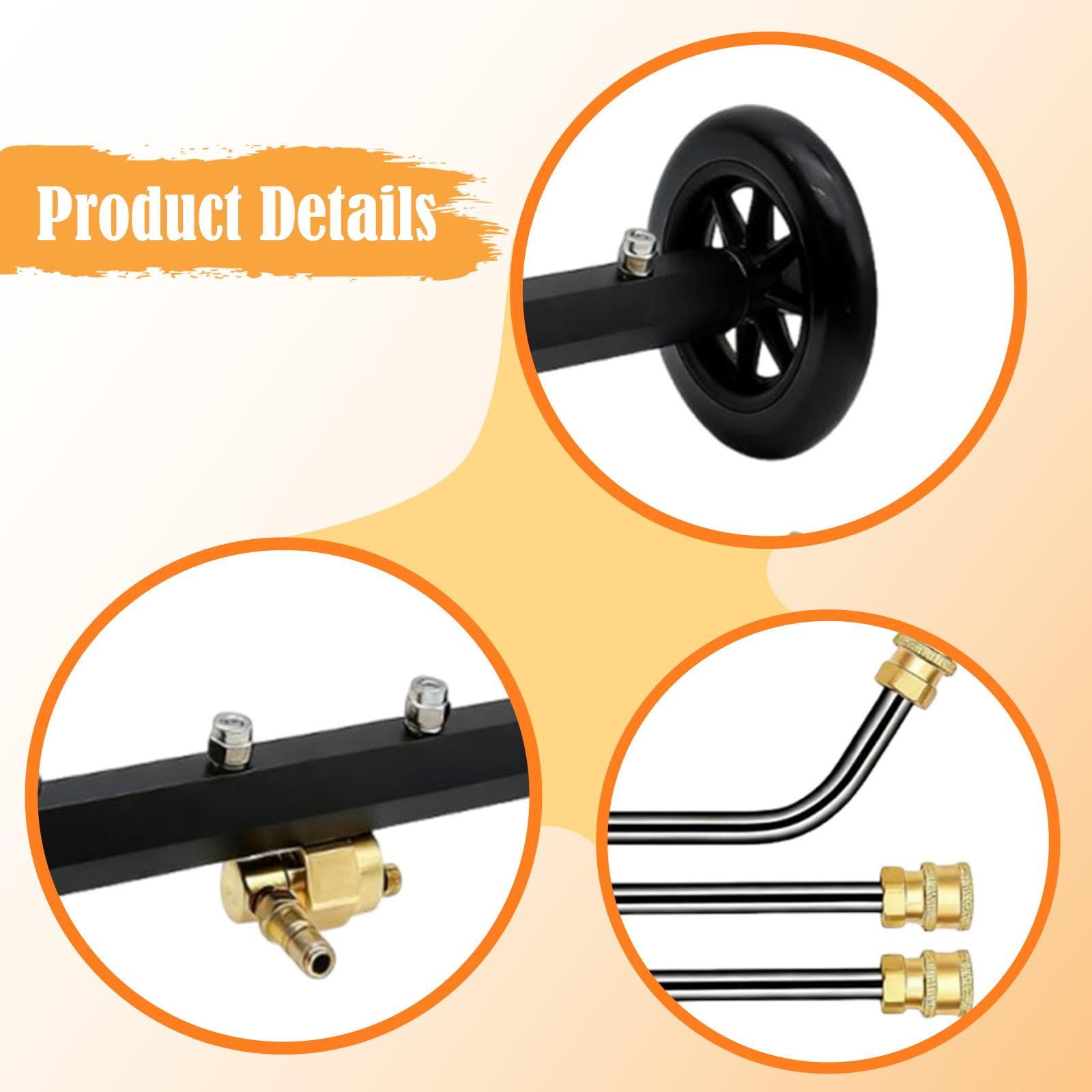 Idropulitrice per Sottoscocca con Accessorio Idropulitrice per Sottoscocca, Accessorio per Lavaggio Auto della Superficie del Bagagliaio, Asta Spazzol, Nero