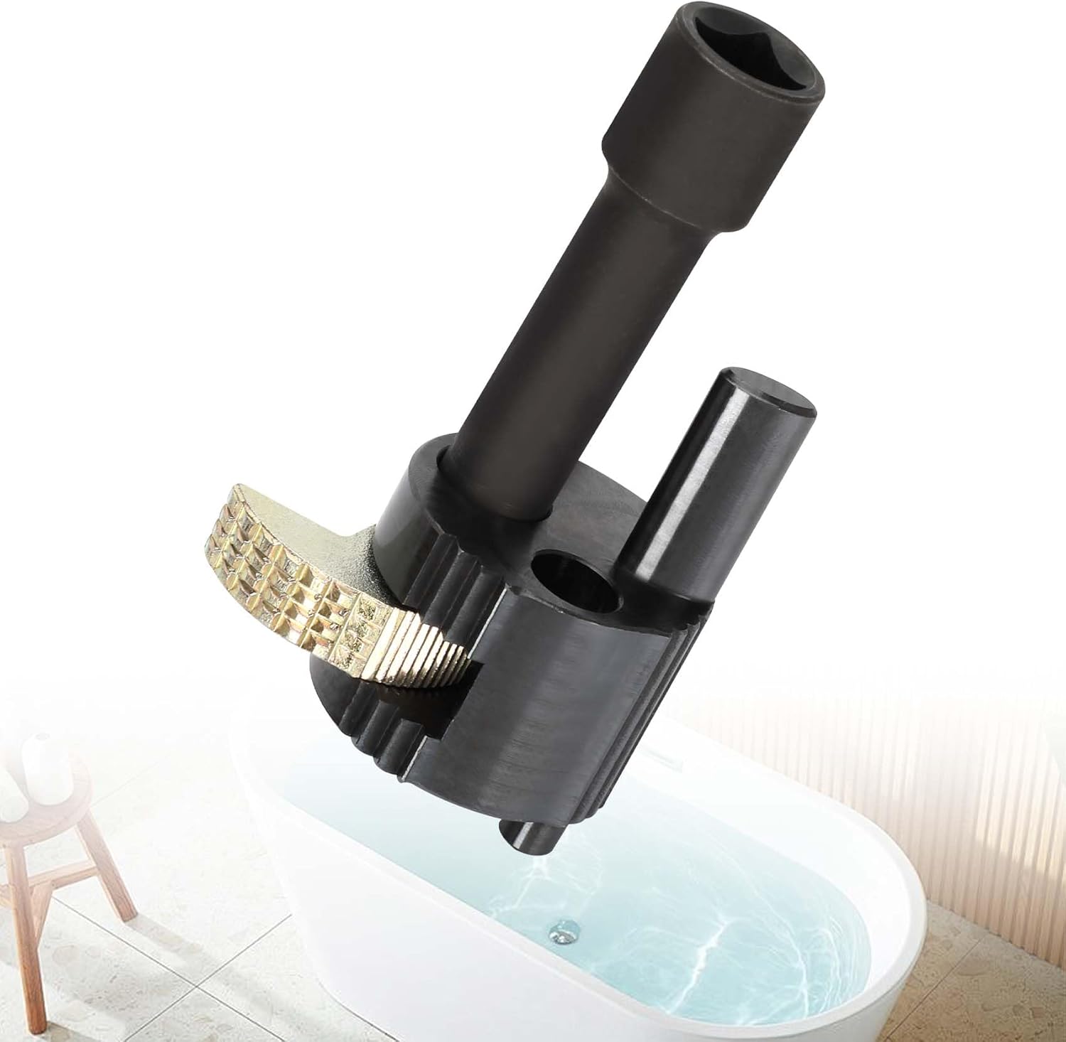 97258 Tub Drain Removal Tool, Multifunctional Broken Pipe Extractor Tool for Tub Drain Plumbing Repairs, 3/8" Drive Fast Applications Drain Removal Tool