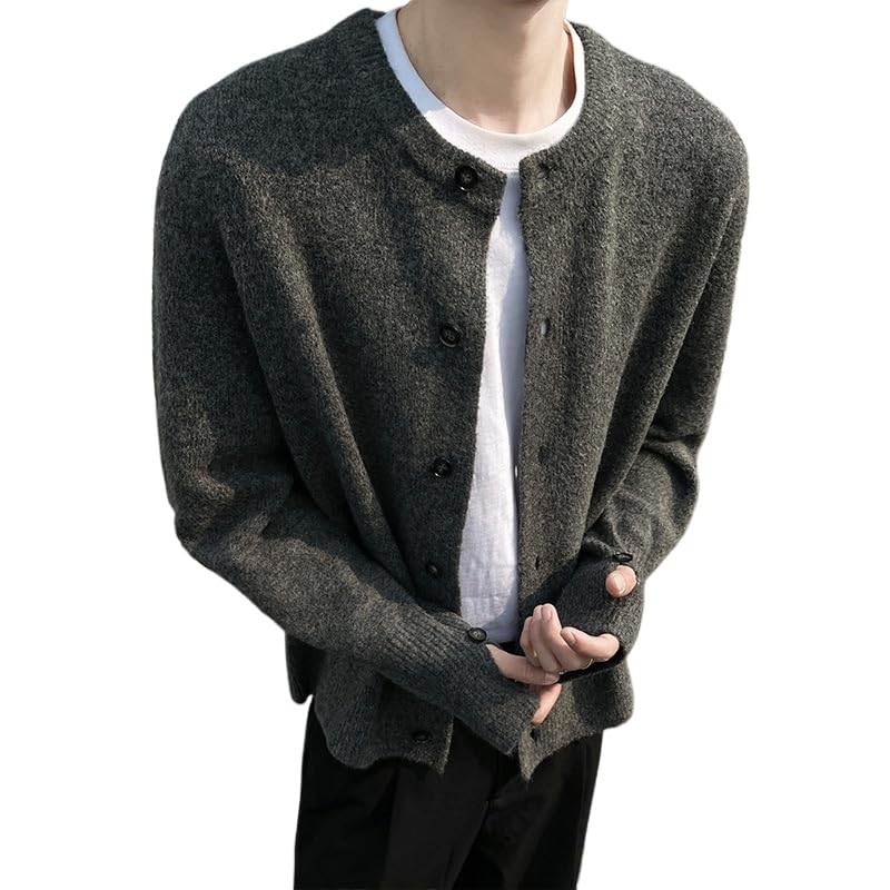 Men's Long Sleeve Cardigan Sweater Button Down Knit Loose Fit Cardigan Open Front Casual Sweater