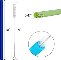 Vista 2 de Pajitas de silicona reutilizables – Juego de 5 – Sin BPA – Cepillo de limpieza gratis incluido – Pajitas de grasa extra anchas de 10 pulgadas